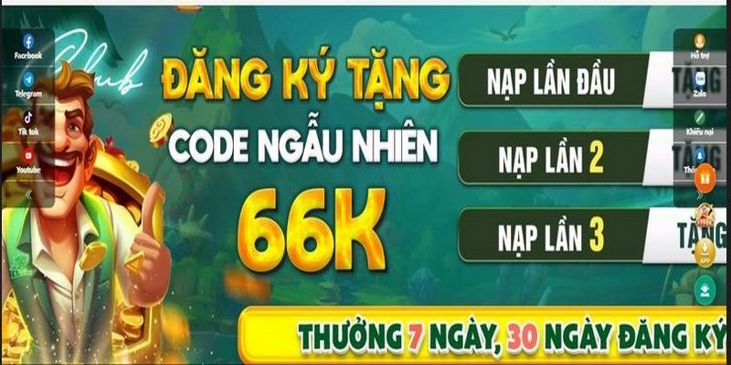 Ưu đãi đăng ký tặng 66k giúp người chơi có thêm vốn cá cược 